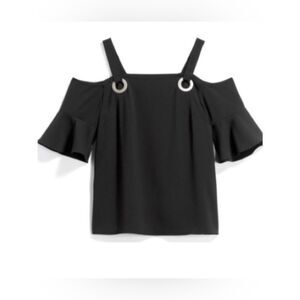 Pixley tarri grommet cold shoulder blouse black size medium
